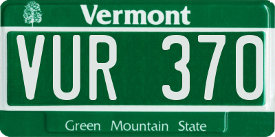 VT license plate VUR370