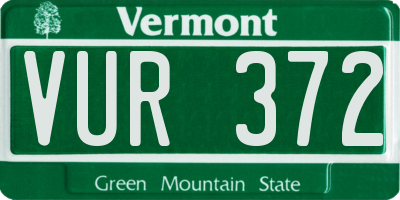 VT license plate VUR372