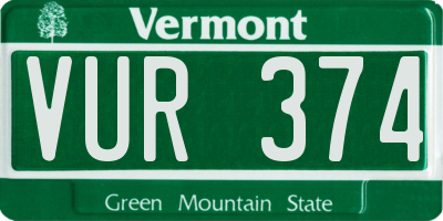 VT license plate VUR374
