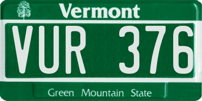 VT license plate VUR376