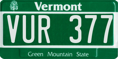 VT license plate VUR377