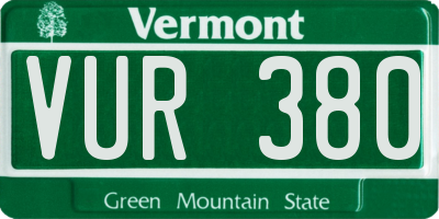 VT license plate VUR380