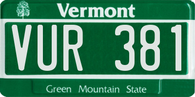 VT license plate VUR381