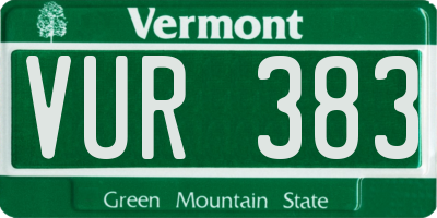 VT license plate VUR383