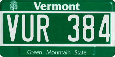 VT license plate VUR384