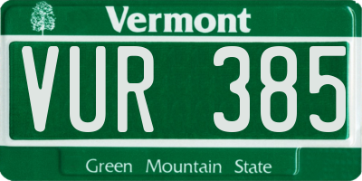 VT license plate VUR385