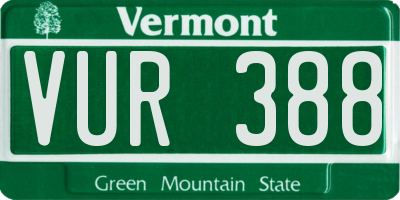 VT license plate VUR388