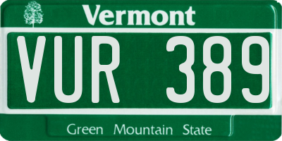 VT license plate VUR389
