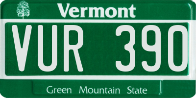 VT license plate VUR390