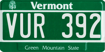 VT license plate VUR392