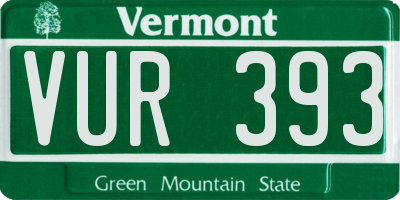 VT license plate VUR393