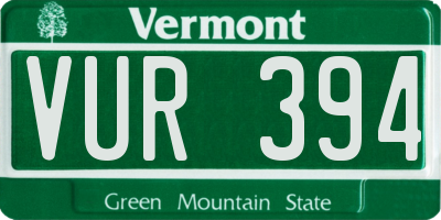 VT license plate VUR394