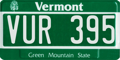 VT license plate VUR395