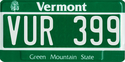 VT license plate VUR399