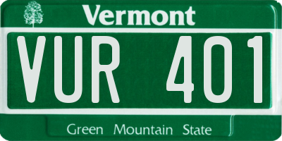 VT license plate VUR401