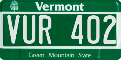 VT license plate VUR402