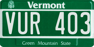 VT license plate VUR403