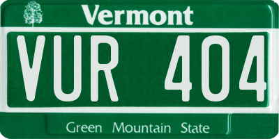 VT license plate VUR404