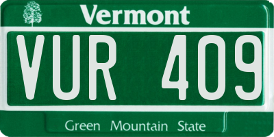 VT license plate VUR409