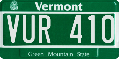 VT license plate VUR410