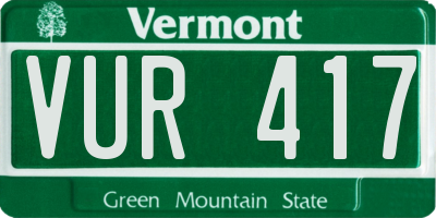 VT license plate VUR417