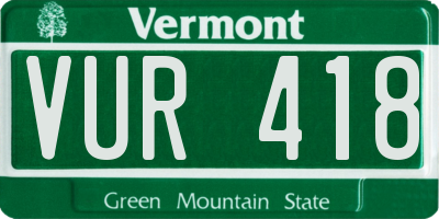 VT license plate VUR418