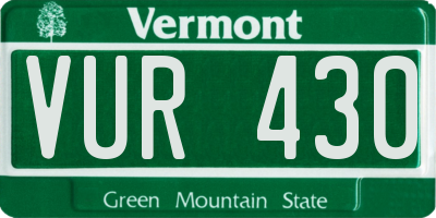 VT license plate VUR430