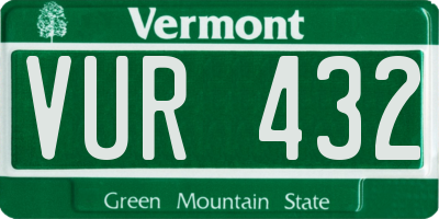 VT license plate VUR432