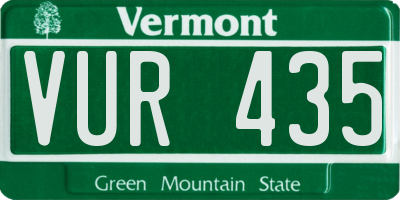 VT license plate VUR435
