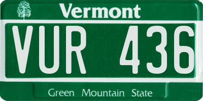 VT license plate VUR436