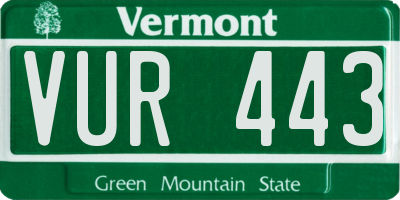 VT license plate VUR443