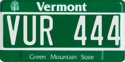 VT license plate VUR444