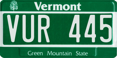 VT license plate VUR445