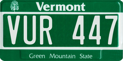 VT license plate VUR447