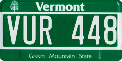 VT license plate VUR448