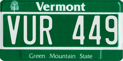 VT license plate VUR449