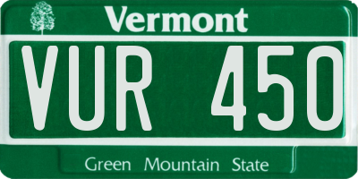VT license plate VUR450