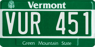 VT license plate VUR451