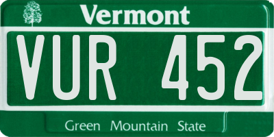 VT license plate VUR452