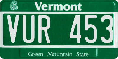 VT license plate VUR453