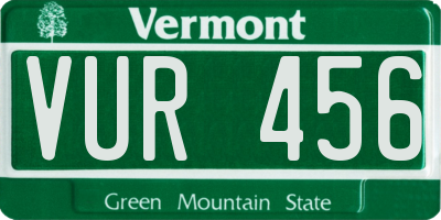 VT license plate VUR456