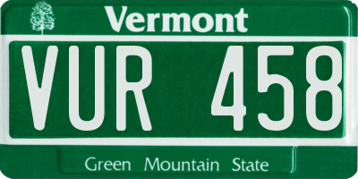 VT license plate VUR458