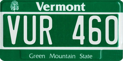 VT license plate VUR460