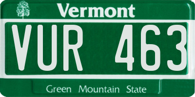 VT license plate VUR463