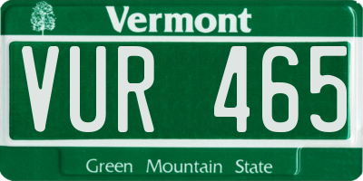 VT license plate VUR465
