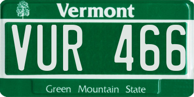 VT license plate VUR466