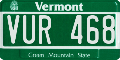 VT license plate VUR468