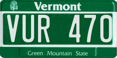 VT license plate VUR470