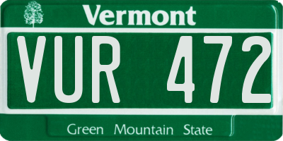 VT license plate VUR472
