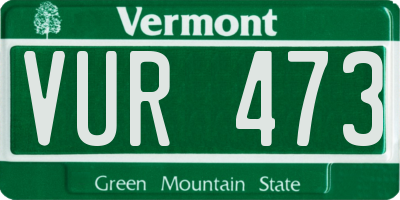 VT license plate VUR473